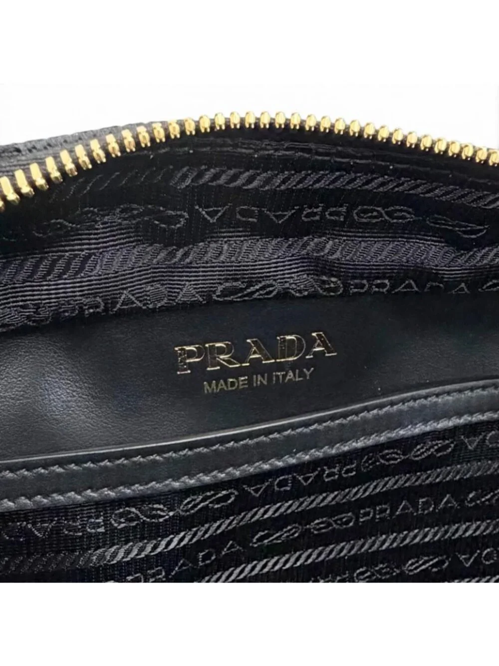 Prada Brick Triangle Logo Jacquard Leather Shoulder Bag Black